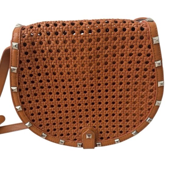 Rebecca Minkoff Skylar Woven Leather Crossbody Bag Tan - Picture 2 of 16